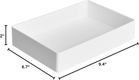 Amazon Basics Rectangular Plastic Desk Organizer Bundle, Letter Tray 2-Pack/Accessory Tray, White in Saudi Arabia