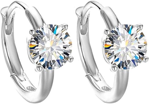 S925 Sterling Silver Huggie Hoop أقراط للنساء ، 0.6Ct D-Color VVS1 Diamond ، هدية لصديقة أو زوجة in Kuwait