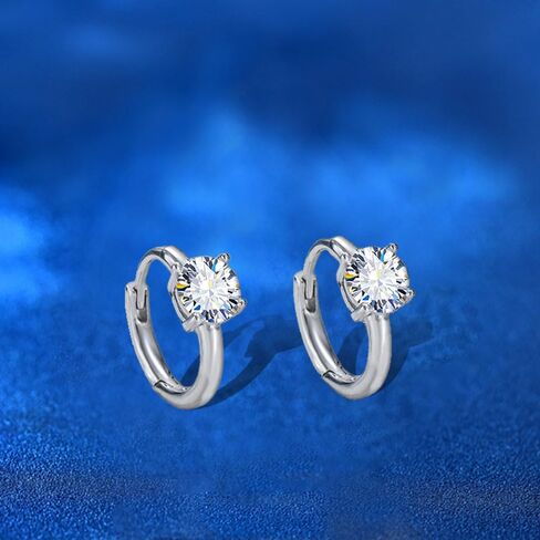 S925 Sterling Silver Huggie Hoop أقراط للنساء ، 0.6Ct D-Color VVS1 Diamond ، هدية لصديقة أو زوجة in Kuwait