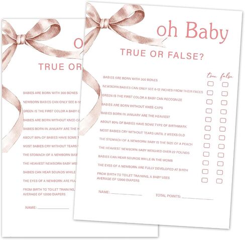 Baby Alphabet Baby Shower Game Set, 30 Pink Bow Baby Shower Game Cards, Game Cards for Baby Announcement Gender Reveal, Baby Shower Party & Activities Supplies -P14 in Saudi Arabia