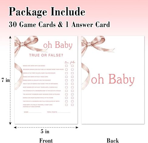 Baby Alphabet Baby Shower Game Set, 30 Pink Bow Baby Shower Game Cards, Game Cards for Baby Announcement Gender Reveal, Baby Shower Party & Activities Supplies -P14 in Saudi Arabia