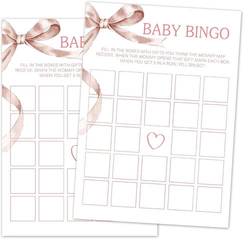 Baby Alphabet Baby Shower Game Set, 30 Pink Bow Baby Shower Game Cards, Game Cards for Baby Announcement Gender Reveal, Baby Shower Party & Activities Supplies -P14 in Saudi Arabia
