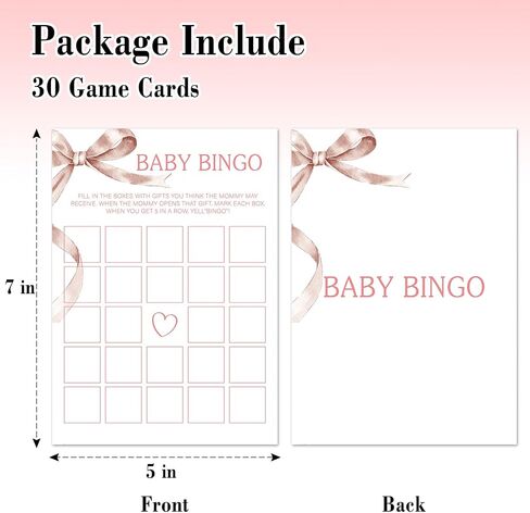 Baby Alphabet Baby Shower Game Set, 30 Pink Bow Baby Shower Game Cards, Game Cards for Baby Announcement Gender Reveal, Baby Shower Party & Activities Supplies -P14 in Saudi Arabia