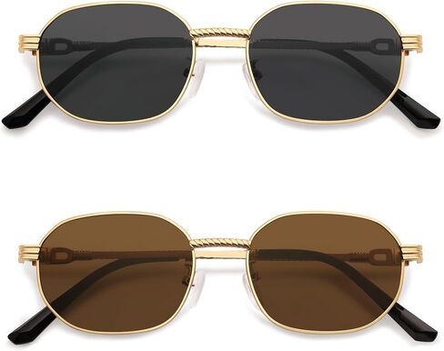 Retro Oval Sunglasses for Women Y2k 90s Sunnies Trendy Narrow Small Metal Sun Glasses AP3726 in Saudi Arabia