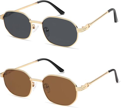 Retro Oval Sunglasses for Women Y2k 90s Sunnies Trendy Narrow Small Metal Sun Glasses AP3726 in Saudi Arabia
