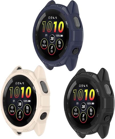 3 Pack Cases Cover Compatible with Garmin Forerunner 265 Music 46mm Watch Case TPU Smartwatch Accessories (Black,Black,Black) in Kuwait