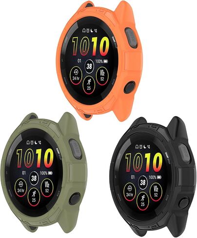 3 Pack Cases Cover Compatible with Garmin Forerunner 265 Music 46mm Watch Case TPU Smartwatch Accessories (Black,Black,Black) in Kuwait