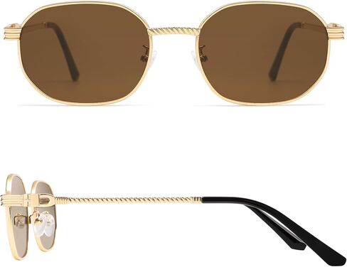 Retro Oval Sunglasses for Women Y2k 90s Sunnies Trendy Narrow Small Metal Sun Glasses AP3726 in Saudi Arabia