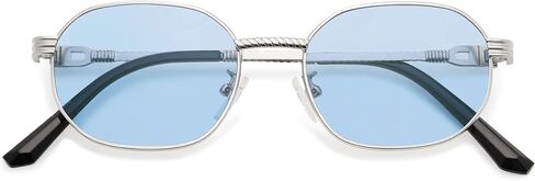 Retro Oval Sunglasses for Women Y2k 90s Sunnies Trendy Narrow Small Metal Sun Glasses AP3726 in Saudi Arabia