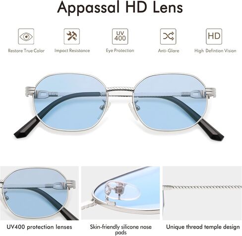 Retro Oval Sunglasses for Women Y2k 90s Sunnies Trendy Narrow Small Metal Sun Glasses AP3726 in Saudi Arabia