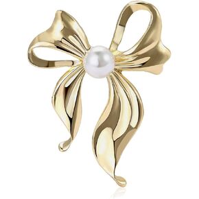 Pearl Bow Knot Brooch Lapel Pin Ribbon Bowknot Pins Elegant Clothes Dress Sweater Hat Suit Backpack Corsage Accessories Brooches Fashion Birthday Christmas Jewelry Gifts for Women Mom in Kuwait