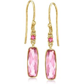 Ross-Simons 3.50 ct. t.w. Pink Topaz Drop Earrings in 18kt Gold Over Sterling in Saudi Arabia