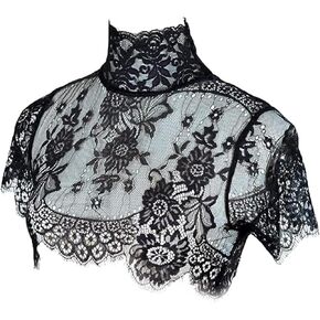 HomeSoGood False Collar Detachable Lace for Women Black Flower Half Shirt Fake Neck Cover(M,Black) in Saudi Arabia