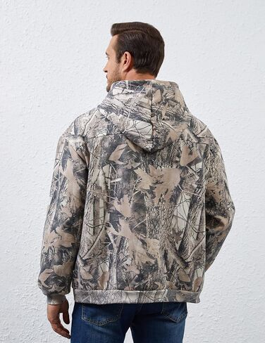 Mens Camo Hoodies Maple Leaf Print Oversized Hooded Sweatshirt Fleece Pullover Sweatshirts Long Sleeve with Pocket in Kuwait