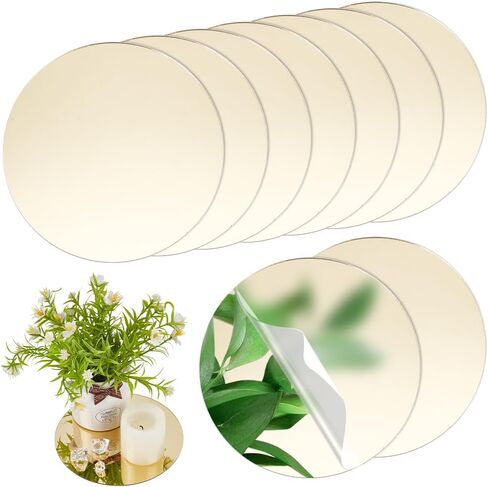 NBEADS 10 Pcs Acrylic Round Mirrors, Gold Round Mirror Centerpieces for Tables Non Glass Mirror Plate Mirror Candle Plates for Crafts, Wedding, Party, Wall Decorations, 5.9inch in Diameter in Saudi Arabia