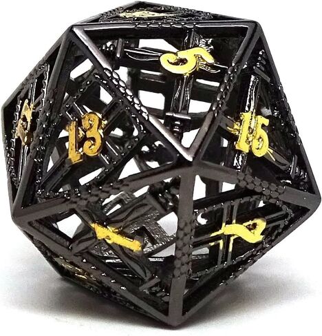 Hollow Dice of Devine Retribution - Metal Polyhedral Dice with Swords and Shields Design (Legendary Silver D20) in Kuwait