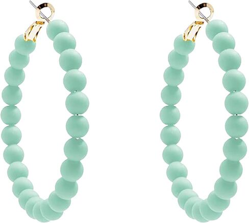 Colorful Vintage Large Circle Hoop Earrings for Women 80s 90s Neon Acrylic Round Beads Earring Minimalist Geometric Party Jewelry in Saudi Arabia