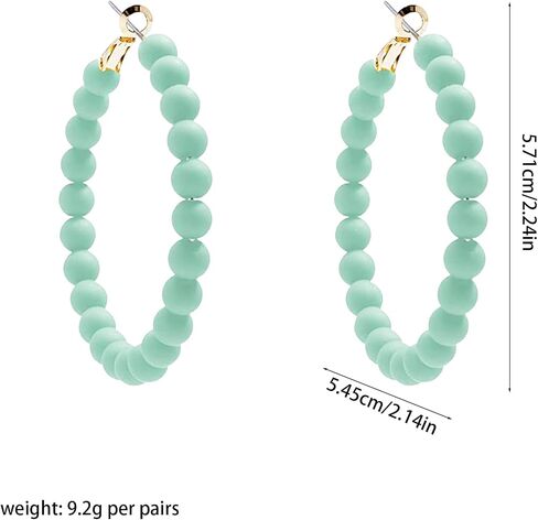 Colorful Vintage Large Circle Hoop Earrings for Women 80s 90s Neon Acrylic Round Beads Earring Minimalist Geometric Party Jewelry in Saudi Arabia