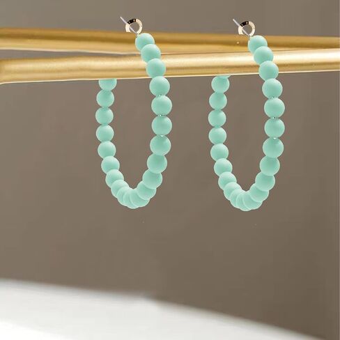 Colorful Vintage Large Circle Hoop Earrings for Women 80s 90s Neon Acrylic Round Beads Earring Minimalist Geometric Party Jewelry in Saudi Arabia