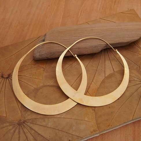 NOVICA Artisan Handmade Hoop Earrings Endless No Stone Indonesia 'Hula Hoop' in Kuwait
