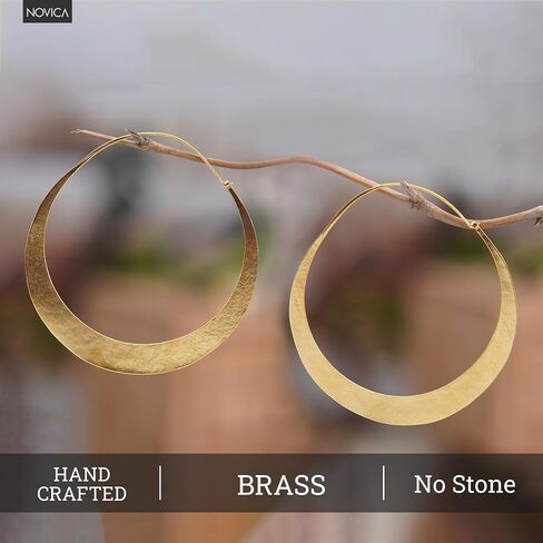 NOVICA Artisan Handmade Hoop Earrings Endless No Stone Indonesia 'Hula Hoop' in Kuwait