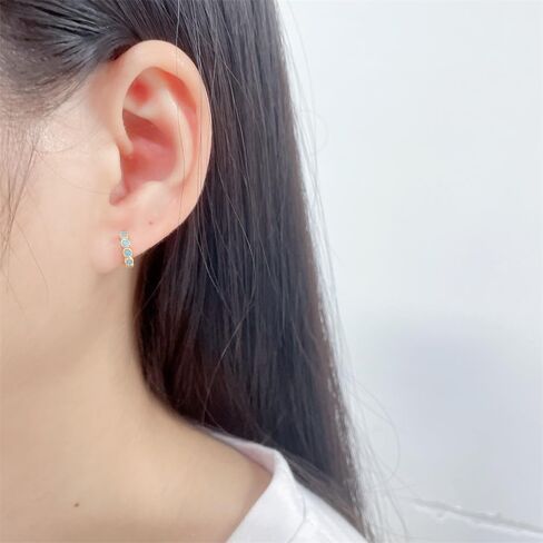 Dainty Turquoise Gold Plated Beaded Sleeper Small Hoop Earrings for Women Cartilage Sterling Silver Post Tiny Little Huggie Cuff Hoops Minimalist Piercing Hooped Hypoallergenic Fashion Jewelry Gifts Daughter Her Christmas in Saudi Arabia