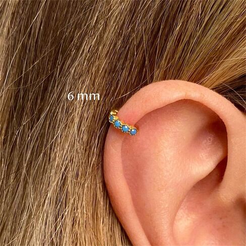 Dainty Turquoise Gold Plated Beaded Sleeper Small Hoop Earrings for Women Cartilage Sterling Silver Post Tiny Little Huggie Cuff Hoops Minimalist Piercing Hooped Hypoallergenic Fashion Jewelry Gifts Daughter Her Christmas in Saudi Arabia