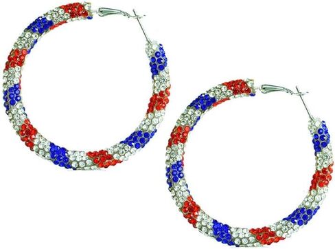 Glitter Independence Day Hoop Earrings for Women 4th of July Red White Blue American Flag Star Circle Earrings Patriotic Festive Fashion Charm Holiday Jewelry in Saudi Arabia
