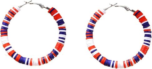 Glitter Independence Day Hoop Earrings for Women 4th of July Red White Blue American Flag Star Circle Earrings Patriotic Festive Fashion Charm Holiday Jewelry in Saudi Arabia