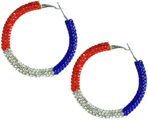 Glitter Independence Day Hoop Earrings for Women 4th of July Red White Blue American Flag Star Circle Earrings Patriotic Festive Fashion Charm Holiday Jewelry in Saudi Arabia