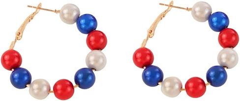Glitter Independence Day Hoop Earrings for Women 4th of July Red White Blue American Flag Star Circle Earrings Patriotic Festive Fashion Charm Holiday Jewelry in Saudi Arabia