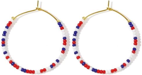 Glitter Independence Day Hoop Earrings for Women 4th of July Red White Blue American Flag Star Circle Earrings Patriotic Festive Fashion Charm Holiday Jewelry in Saudi Arabia