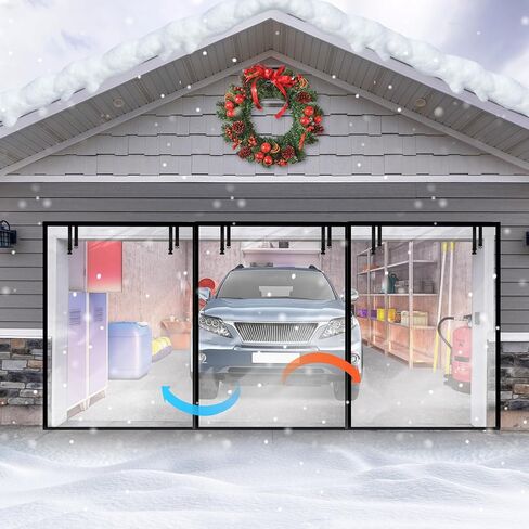 Garage Insulated Door Curtain Transparent Magnetic Screen Windproof Garage Door Cover Panels Soundproof Magnetic Thermal Curtain Winter Insulation Kit (10x7 ft) in Saudi Arabia