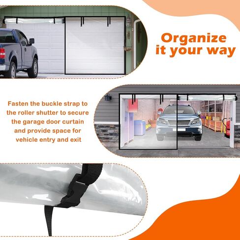 Garage Insulated Door Curtain Transparent Magnetic Screen Windproof Garage Door Cover Panels Soundproof Magnetic Thermal Curtain Winter Insulation Kit (10x7 ft) in Saudi Arabia
