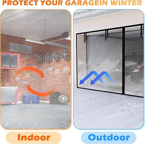 Garage Insulated Door Curtain Transparent Magnetic Screen Windproof Garage Door Cover Panels Soundproof Magnetic Thermal Curtain Winter Insulation Kit (10x7 ft) in Saudi Arabia