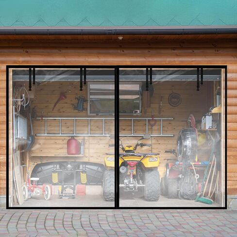 Garage Insulated Door Curtain Transparent Magnetic Screen Windproof Garage Door Cover Panels Soundproof Magnetic Thermal Curtain Winter Insulation Kit (10x7 ft) in Saudi Arabia