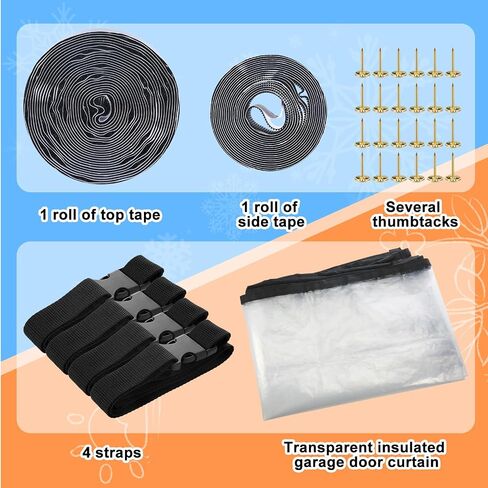 Garage Insulated Door Curtain Transparent Magnetic Screen Windproof Garage Door Cover Panels Soundproof Magnetic Thermal Curtain Winter Insulation Kit (10x7 ft) in Saudi Arabia