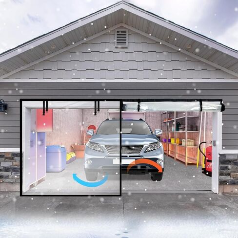 Garage Insulated Door Curtain Transparent Magnetic Screen Windproof Garage Door Cover Panels Soundproof Magnetic Thermal Curtain Winter Insulation Kit (10x7 ft) in Saudi Arabia