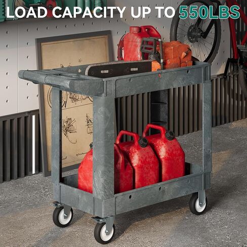 عربة Yitahome فائدة على عجلات ، 550 رطلاً 2 عربة متداول الثقيلة ، 45 × 25 في عربة عمل سلة عملاء مع عجلات لمدرسة ومكتب مرآب المستودعات ، التنظيف ، الرمادي in Kuwait