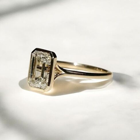 3 CT Emerald Cut Moissanite Engagement Ring 14K Gold Ring Bezel Set Wedding Band Moissanite Bezel Set Solitaire Jewelry Promise Gift for Women in Saudi Arabia