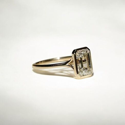3 CT Emerald Cut Moissanite Engagement Ring 14K Gold Ring Bezel Set Wedding Band Moissanite Bezel Set Solitaire Jewelry Promise Gift for Women in Saudi Arabia