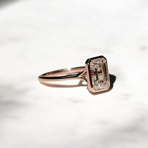 3 CT Emerald Cut Moissanite Engagement Ring 14K Gold Ring Bezel Set Wedding Band Moissanite Bezel Set Solitaire Jewelry Promise Gift for Women in Saudi Arabia