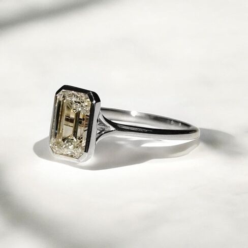 3 CT Emerald Cut Moissanite Engagement Ring 14K Gold Ring Bezel Set Wedding Band Moissanite Bezel Set Solitaire Jewelry Promise Gift for Women in Saudi Arabia
