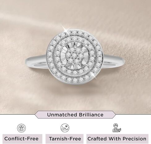 Jewelili Sterling Silver Double Halo Round and Heart Engagement Ring for Women | 1/4 CTTW Natural White Round Diamonds | Luxury Jewelry Gift for Her | Gift Box Included in Saudi Arabia