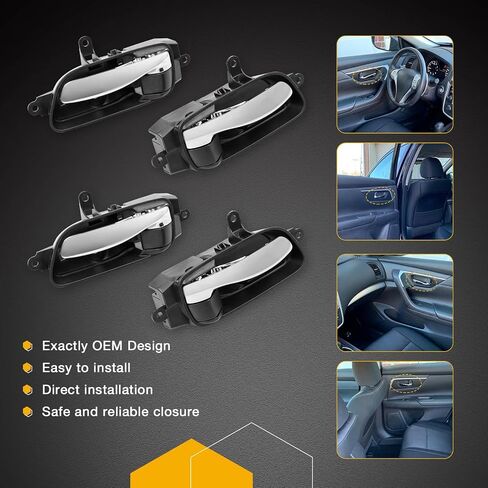 مقابض الأبواب الداخلية مجموعة 4pcs ، مقبض السائق الأمامي والخلفي داخل السائق الأيسر والمقبض الجانبي للركاب الأيمن مع ذراع الكروم ، متوافق مع 2013-2017 نيسان ألتيما باثفايندر ، يحل محل# 80671-3TA0D 80670-3TA0D in Saudi Arabia