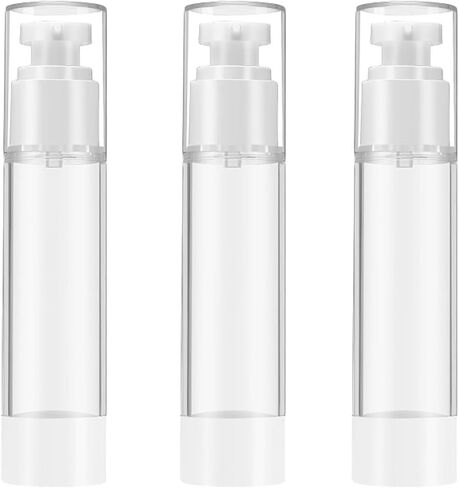 Qeuly 3 Pack Airless Pump Bottles 0.5 oz Travel Size Pump Bottle Lotion Container Refillable Cosmetic Pump Dispensers for Foundation Moisturizer Shampoo Toiletry (SN-15) in Kuwait