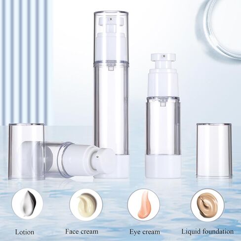 Qeuly 3 Pack Airless Pump Bottles 0.5 oz Travel Size Pump Bottle Lotion Container Refillable Cosmetic Pump Dispensers for Foundation Moisturizer Shampoo Toiletry (SN-15) in Kuwait