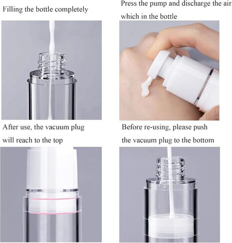 Qeuly 3 Pack Airless Pump Bottles 0.5 oz Travel Size Pump Bottle Lotion Container Refillable Cosmetic Pump Dispensers for Foundation Moisturizer Shampoo Toiletry (SN-15) in Kuwait