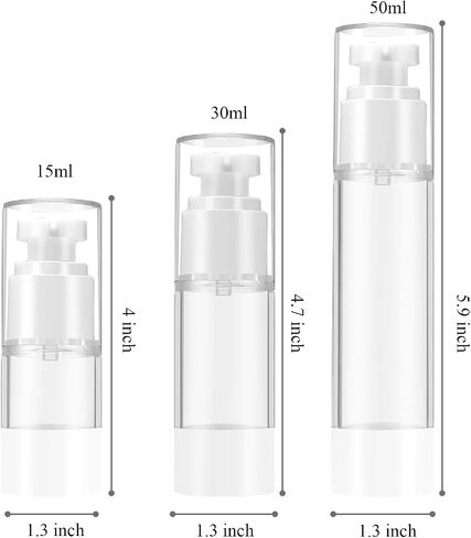Qeuly 3 Pack Airless Pump Bottles 0.5 oz Travel Size Pump Bottle Lotion Container Refillable Cosmetic Pump Dispensers for Foundation Moisturizer Shampoo Toiletry (SN-15) in Kuwait