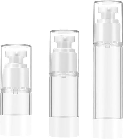 Qeuly 3 Pack Airless Pump Bottles 0.5 oz Travel Size Pump Bottle Lotion Container Refillable Cosmetic Pump Dispensers for Foundation Moisturizer Shampoo Toiletry (SN-15) in Kuwait